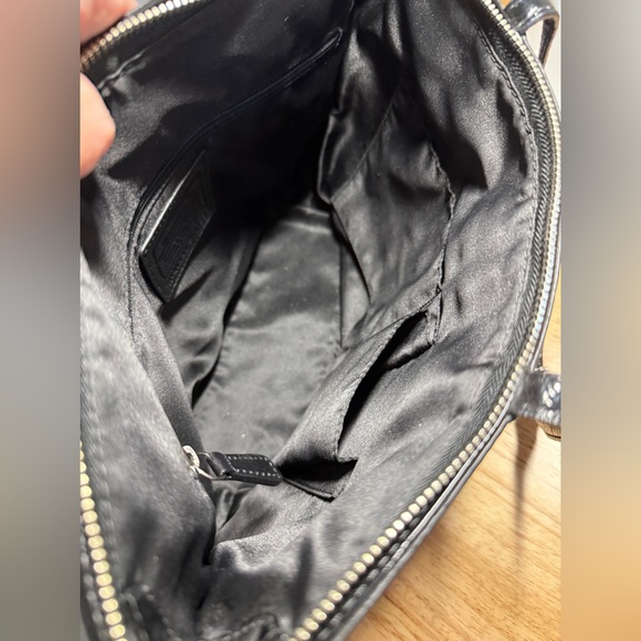 Coach Black Stitched Patent Leather Purse, Double Strap - Picture 9 of 14